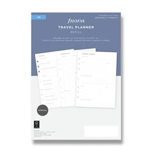 Plánování cestování náplň A5 diářů Filofax