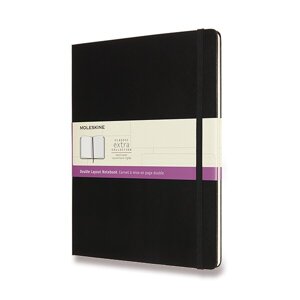 Zápisník Moleskine - tvrdé desky XL, linkovaný-čistý, černý