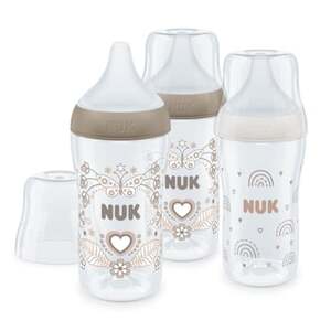 NUK Sada 3 lahví Perfect Match s teplotou Control 260 ml od 3 měsíců v bílé a béžové barvě