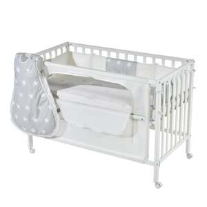 roba Pokojová postel safe asleep® 60 x 120 cm stars grey včetně vybavení bílá lakovaná