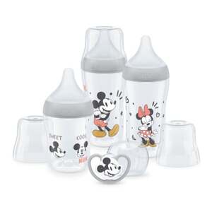 NUK Perfect Match Disney Mickey Mouse Anti-Colic startovací sada včetně dudlíku Space 0-6 měsíců v šedé barvě