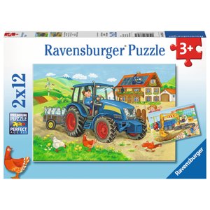 Ravensburger Puzzle 2x12 kusů - staveniště a farma