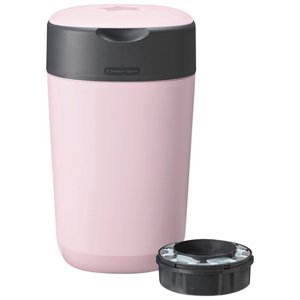 Tommee Tippee Twist & Click Advanced kbelík na pleny, včetně kazety s antibakteriální fólií z udržitelných zdrojů Green v růžové barvě.