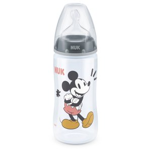 NUK Kojenecká láhev First Choice + Disney Mickey Mouse 300 ml, teplota Control šedá